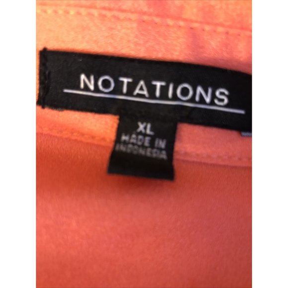 Notations Peach Color Block Button Up Womens Roll Tab Sleeve Blouse Plus Sz XL - Picture 6 of 7